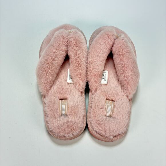 Puma Fluff Flip BX Pink Lightweight Flip Flop Faux Fur Slippers Women's Size 5 - Picture 6 of 8